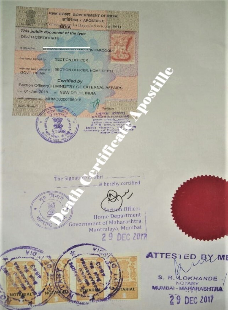 Death Certificate Apostille United Kingdom MEA Apostille Stamp