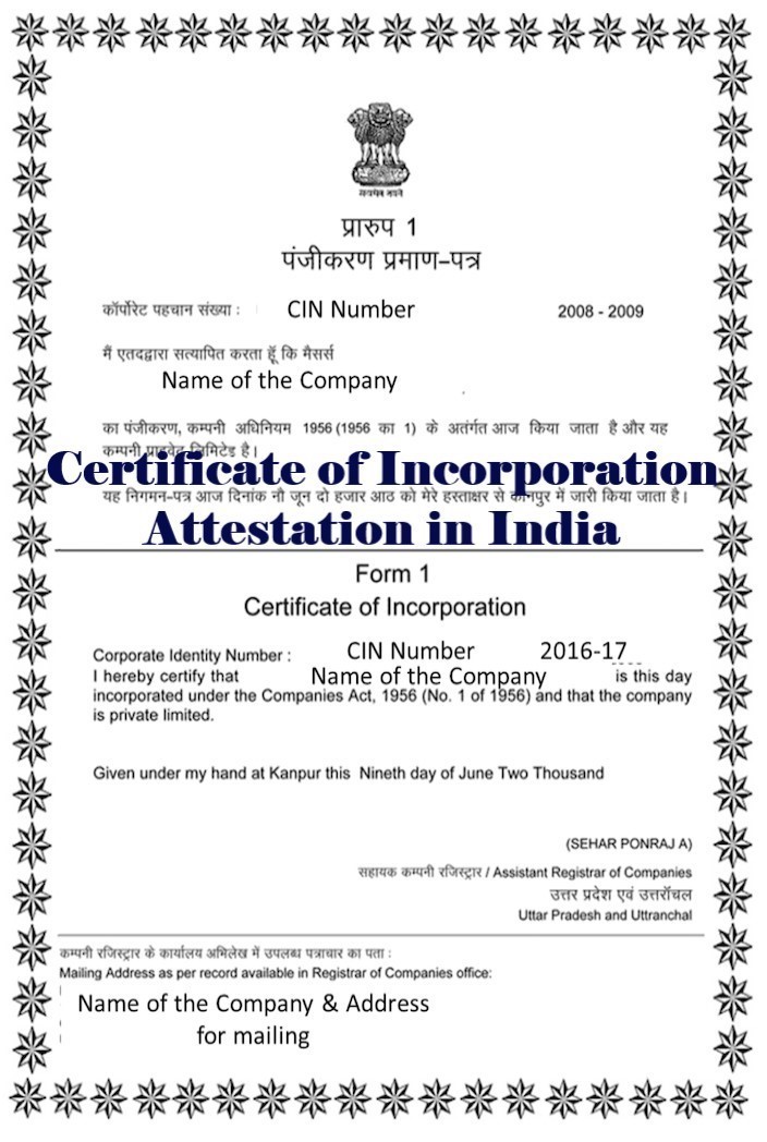 Certificate Of Incorporation South Africa Embassy Attestation 